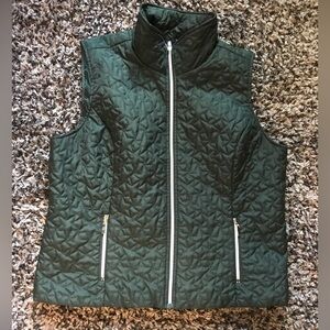 Christopher Banks Womens Size XL vest Lined Dark Green Full Zip Quilted